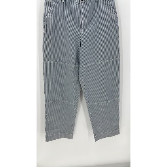 Universal Threads blue railroad striped high waisted wide leg carpenter pant - Picture 4 of 9